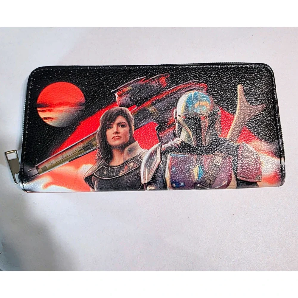 Star‎ Wars The Mandalorian Zip Around Wallet Cara Dune IG-11 Long Clutch Black